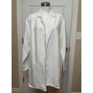 Eilleen Fisher White Linen Notch Collar Blazer, Size 2X, NWT $298